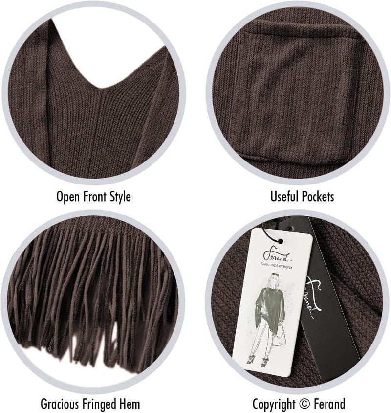 Ferand Shawl Wraps for Women, Cozy Lightweight Poncho Cape with Pockets, Warm for Fall Winter Travel - Image 4
